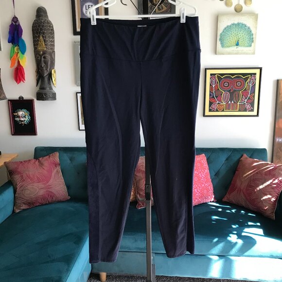 Zenergy by Chicos size 3 XL Navy Blue Velvet Side Panel Crop Legging Pants - Picture 1 of 5